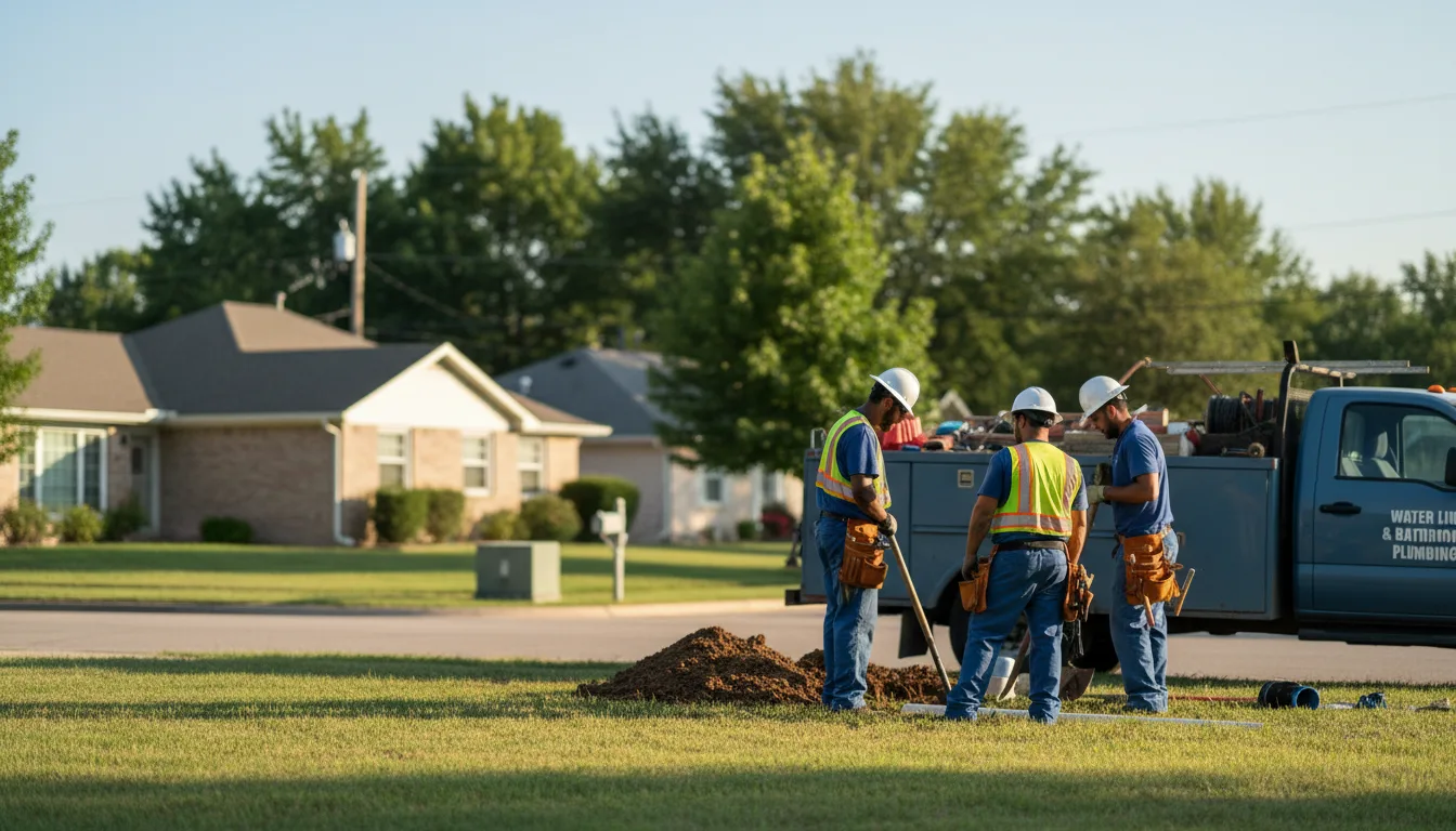 Residential water line and bathroom plumbing service in Hunter, KS